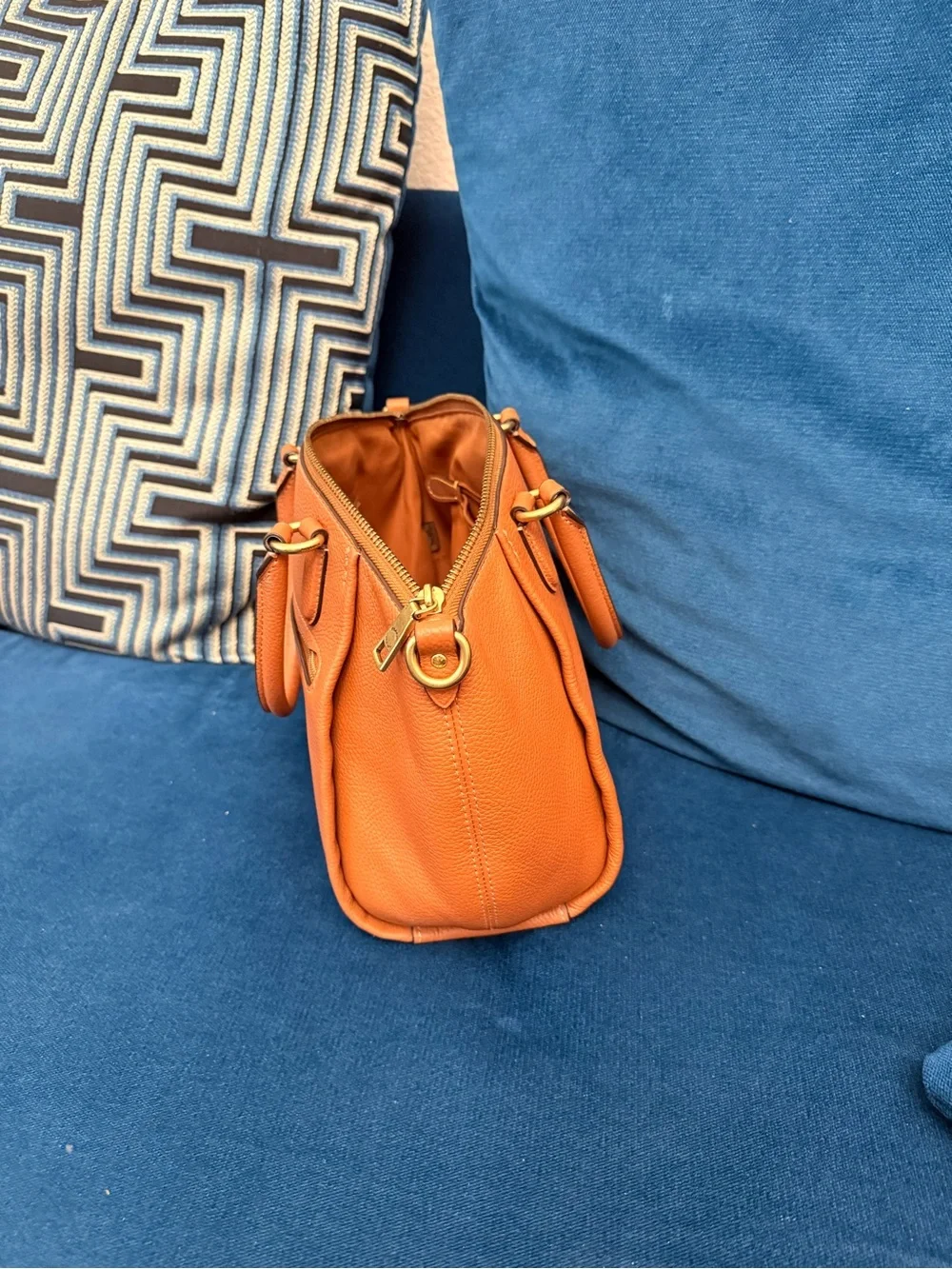 Leather Tote Handbag in Tan